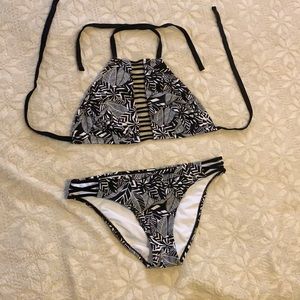 Exhilaration bikini swim 2 piece halter tie back